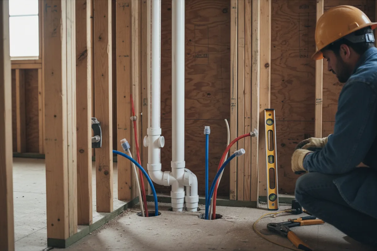 Drain and supply rough-in during Drain Cleaning in Shady Valley